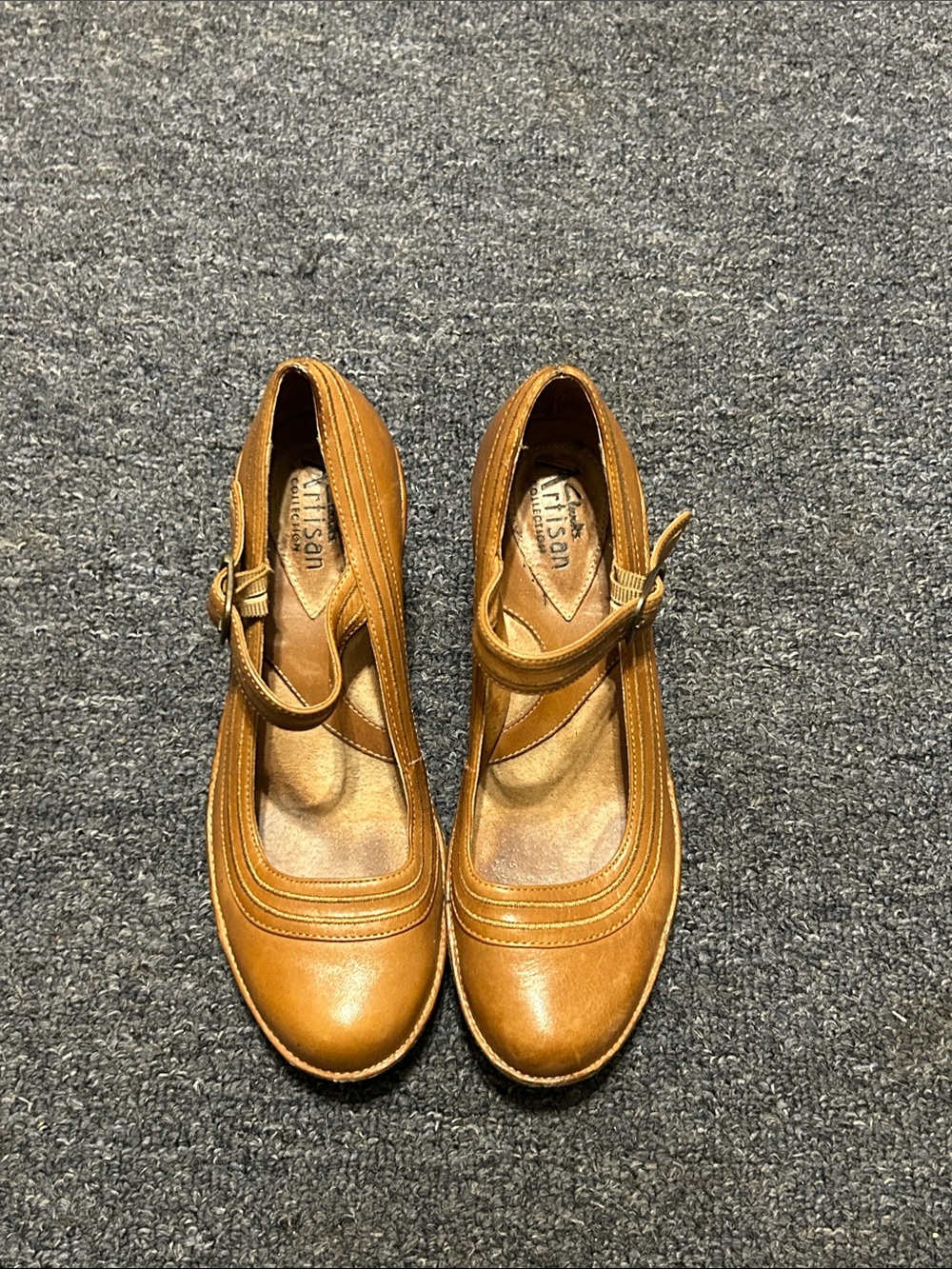 Artisan Tan Leather Mary Jane Flats with Strap